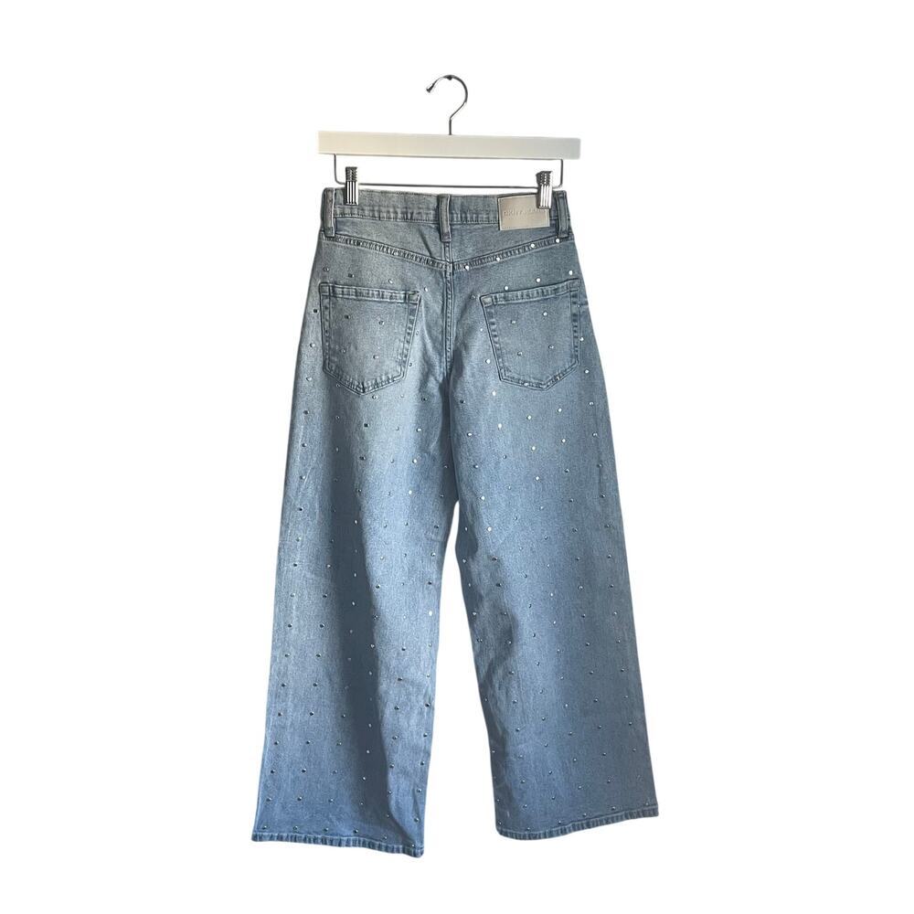 DKNY Y2K style Wide Leg Jeans Studded Light Wash size 26 Hannah Montana - Picture 3 of 5